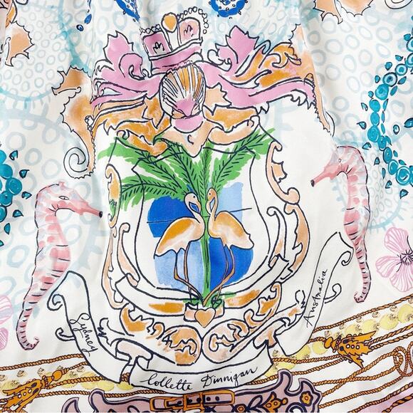 Anthropologie x Collette Dinnigan Tied Shoulder Acionna Silk Art‎ Dress Size 4 - Picture 5 of 6